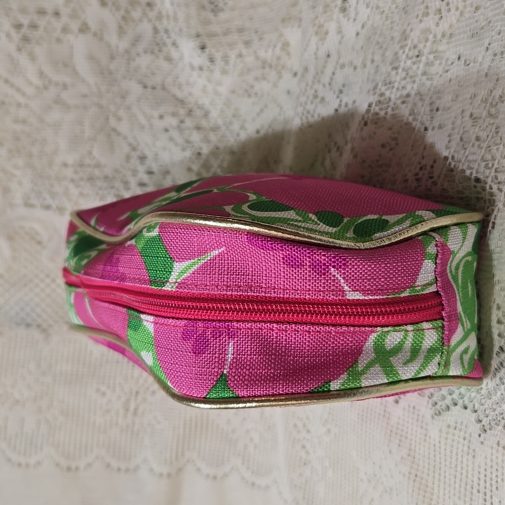 Lilly Pulitzer For Estee Lauder Makeup Bag Pink and Green Floral Bag - Picture 3 of 6